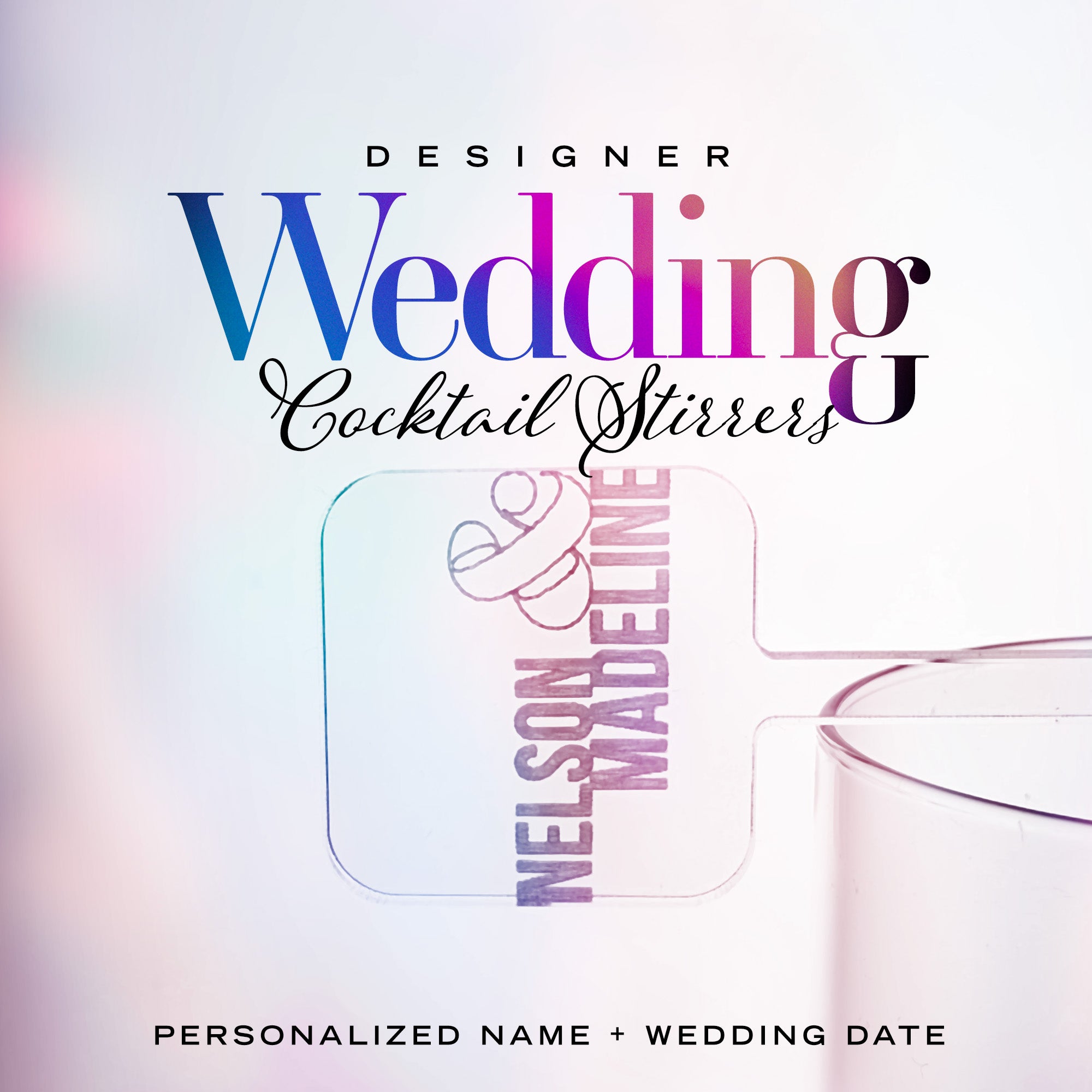 Custom Wedding Stirrer - Square Modern