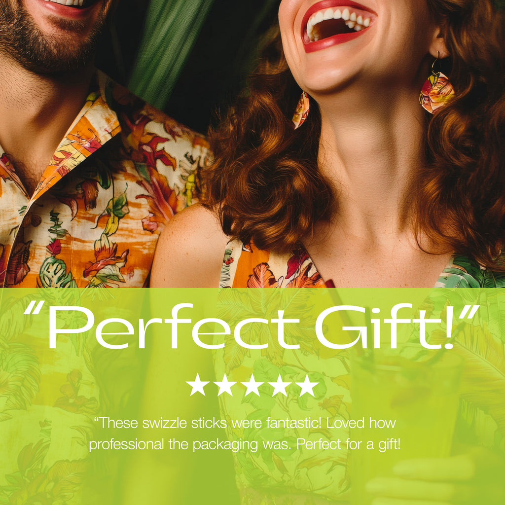 Two people laughing with a 'Perfect Gift!' text overlay and review.