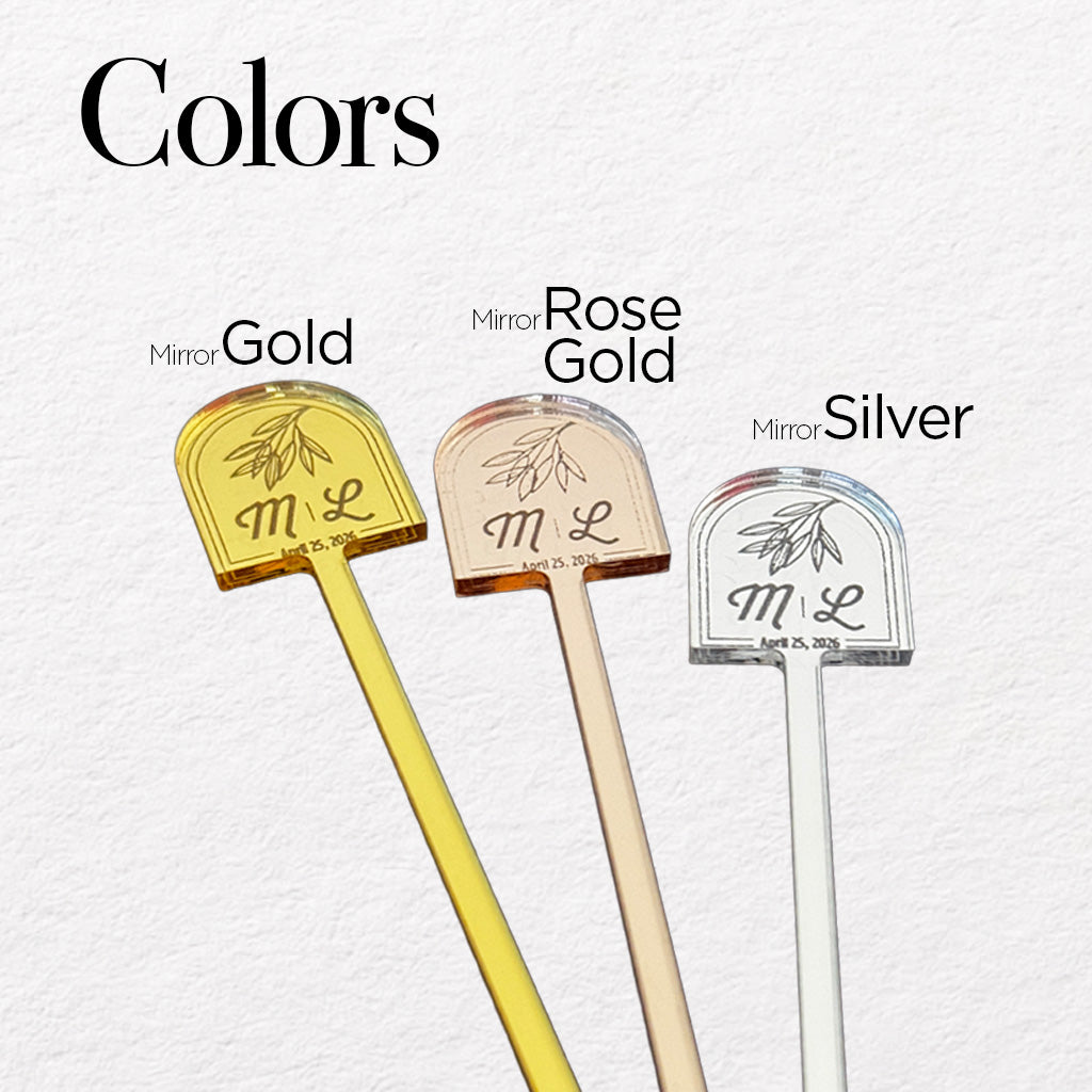 Personalized Mirror Wedding Cocktail Stirrers — Custom Made for Your Special Day