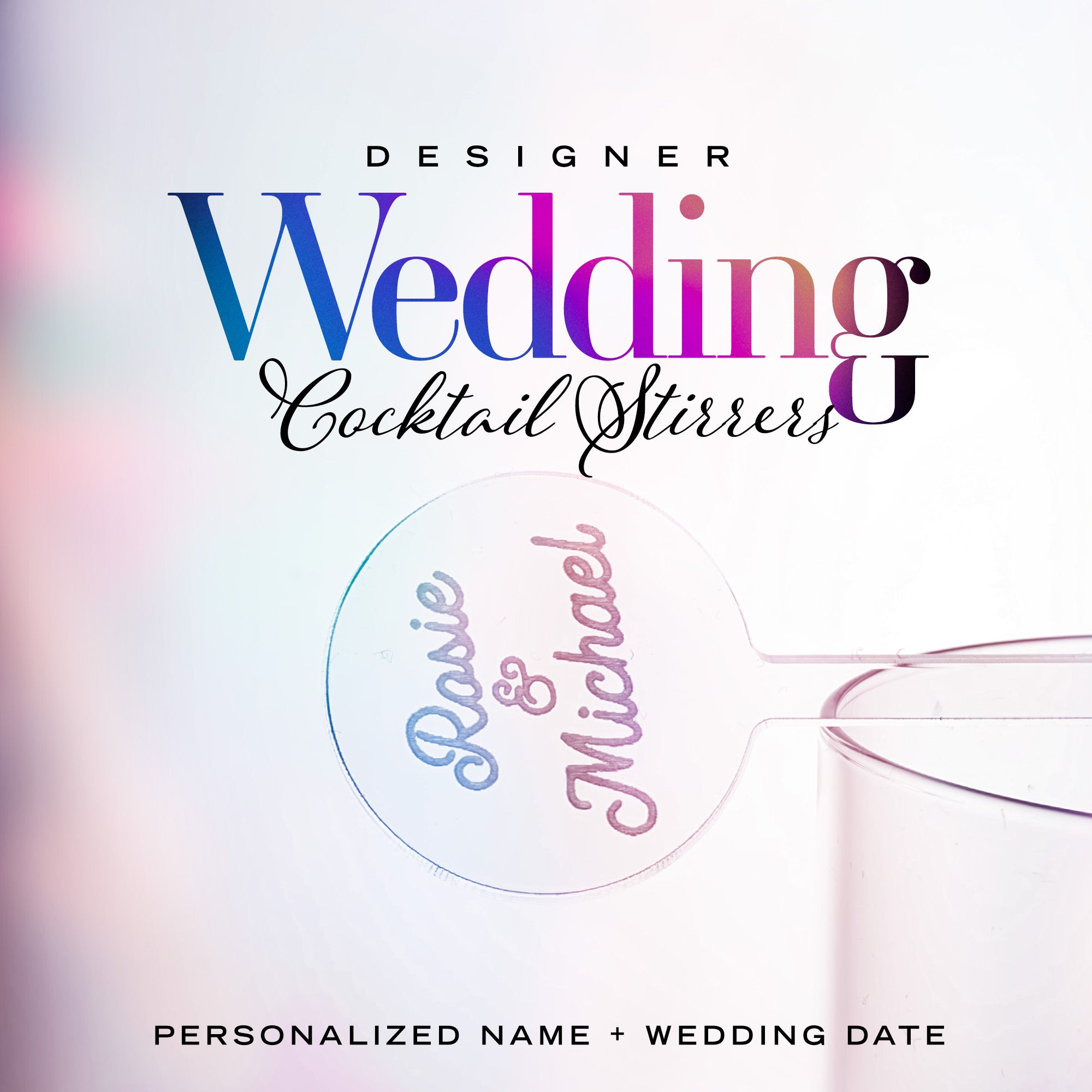 Custom Wedding Stirrer - Round Script