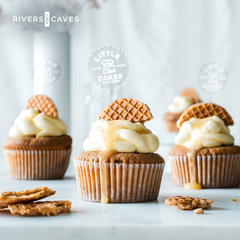 Cupcakes with custom garnish picks. Cupcake toppers.