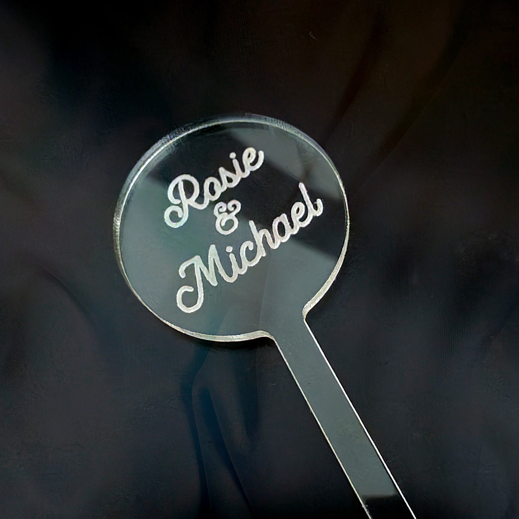 Custom Wedding Stirrer - Round Script