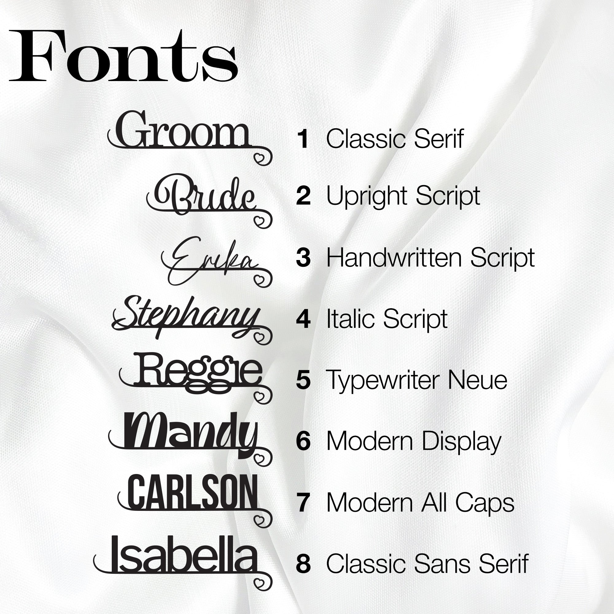 Custom Wedding Place Card Names