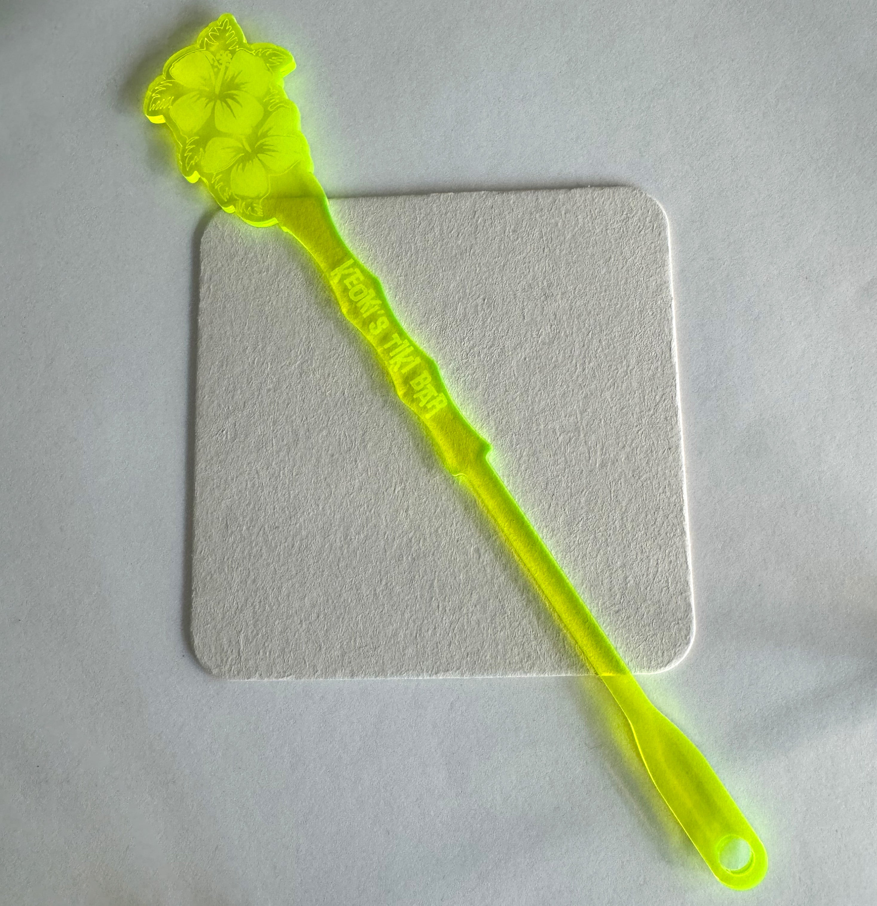 Hibiscus Flower Personalized XL Drink Stirrer on a textured white background