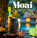 Moai Personalized XL Swizzle Sticks (Set of 4) | Custom Tiki Bar Drink Stirrers