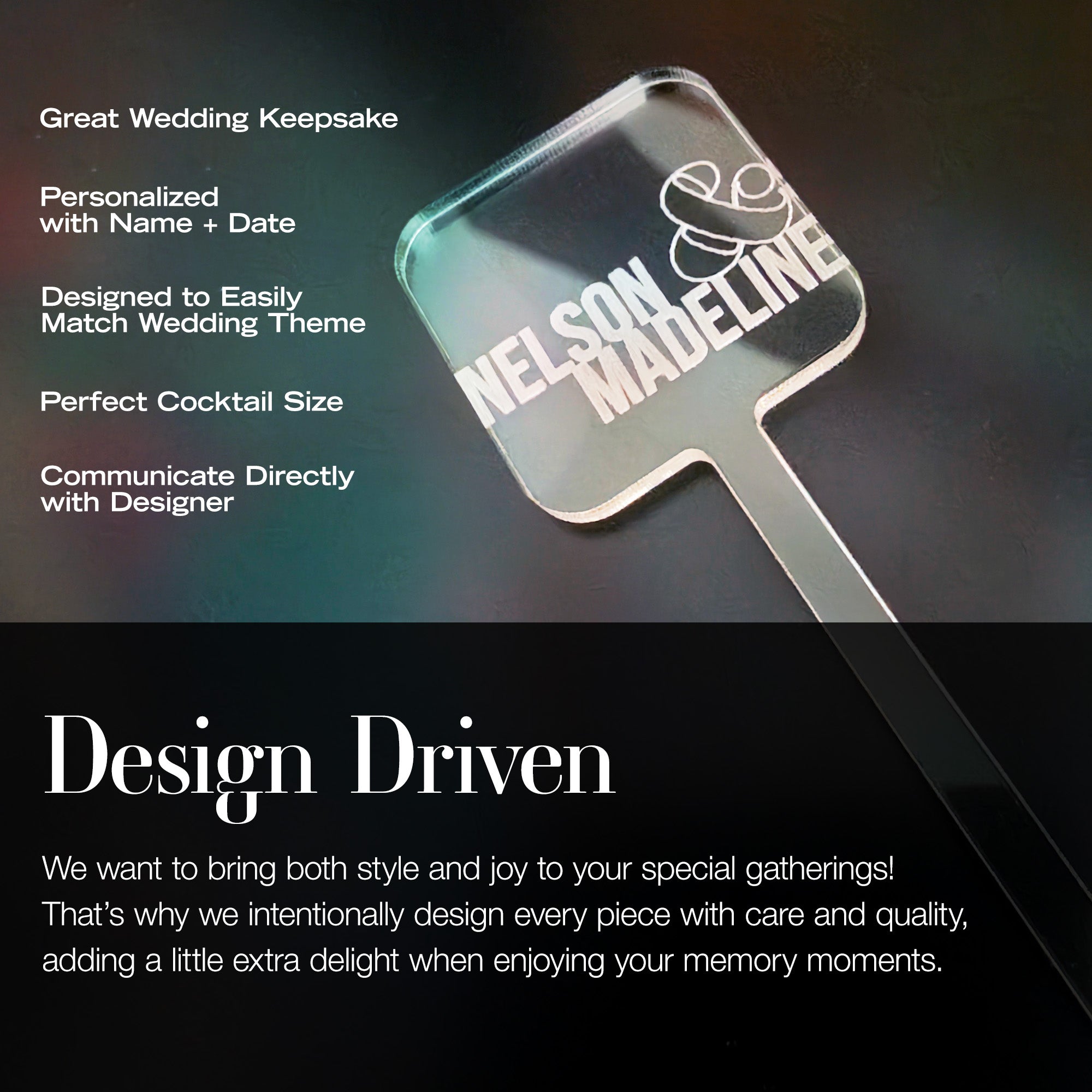 Custom Wedding Stirrer - Square Modern