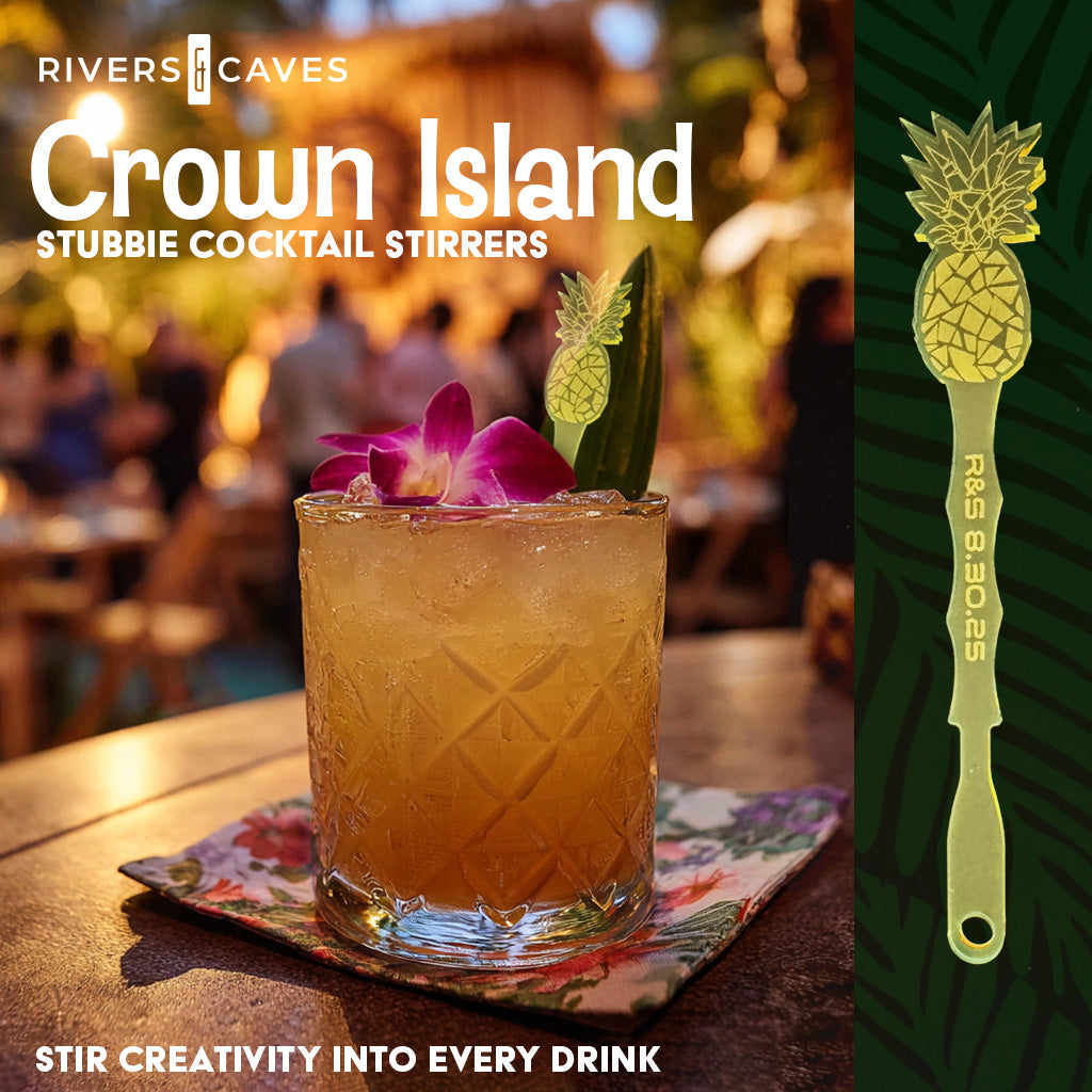 Personalized Pineapple Tiki Drink Stirrers | Custom Swizzle Sticks (Set of 4)
