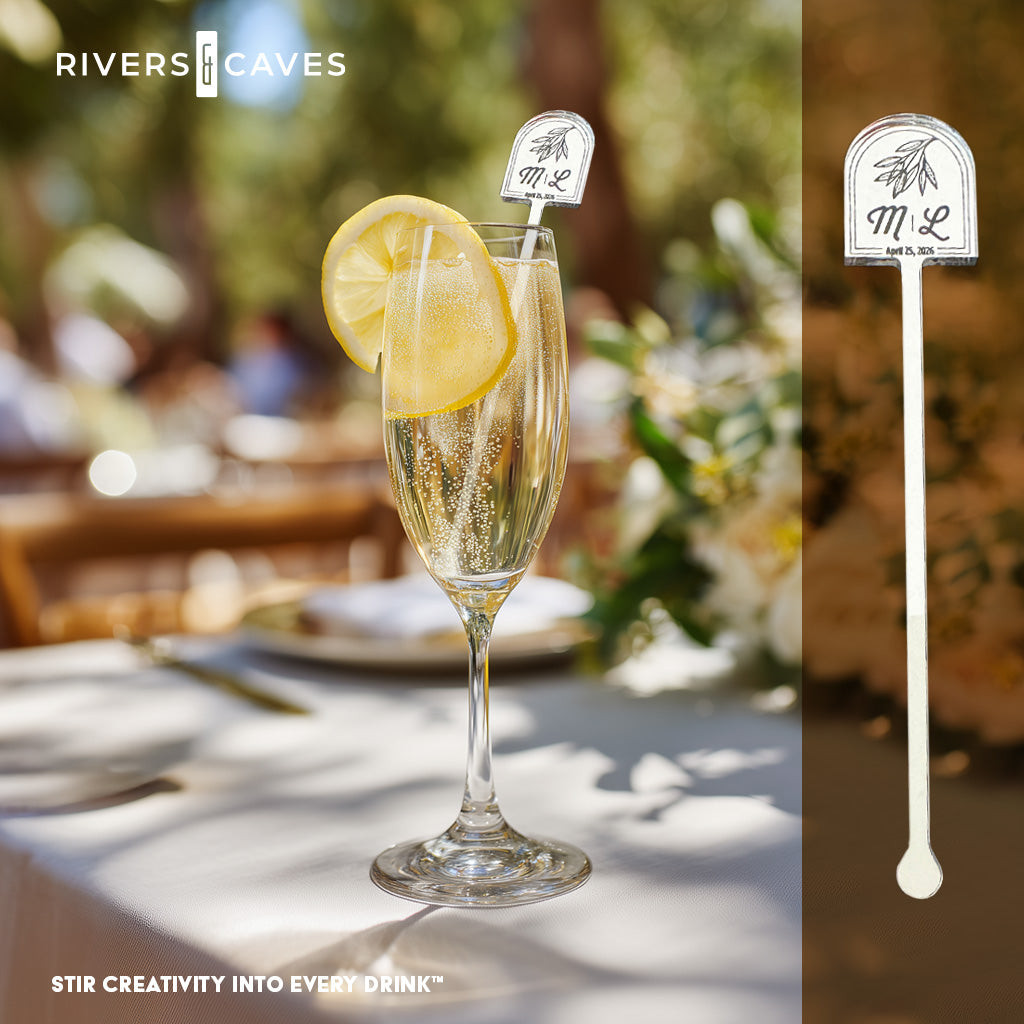 Personalized Mirror Wedding Cocktail Stirrers — Custom Made for Your Special Day